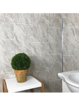 Concrete Grey Cutline Black 8mm x 250mm x 2700mm PVC Wet Wall Panels