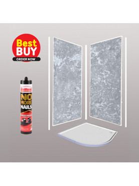 Concrete Grey Metalic Bathroom Wall Panels Shower Kits