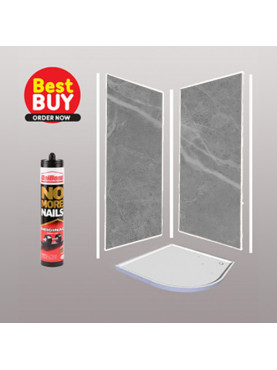 Premium Grey Bathroom Wall Panel Shower Kits