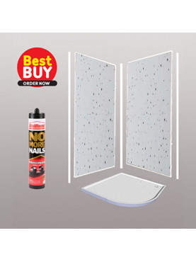 White Sparkle Bathroom Wall Panels Shower Kits