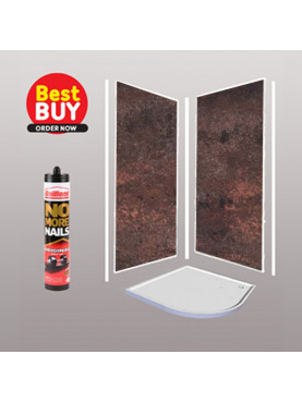 Red Metalic Bathroom Wall Panels Shower Kits