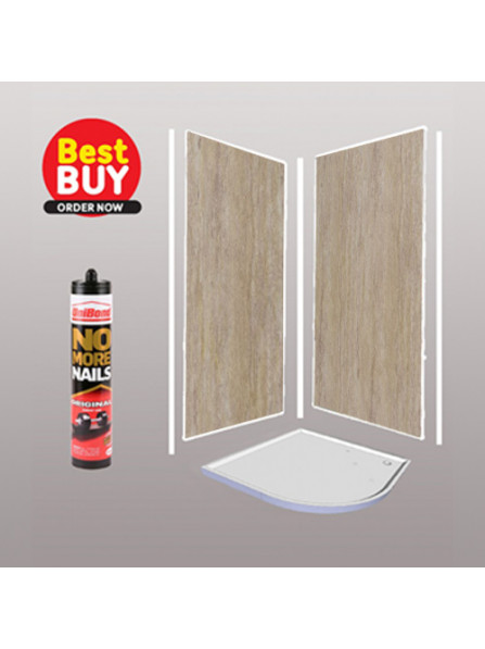 Travertine Gloss Bathroom Wall Panel Shower Kits